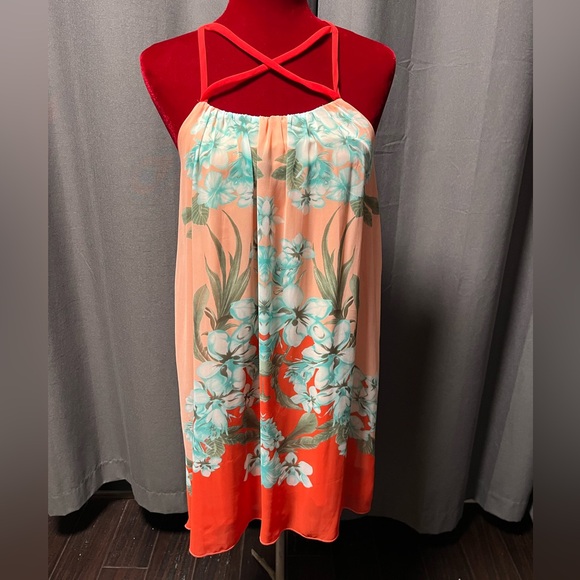 Just Me Dresses & Skirts - just me brand - floral strappy high low dress - tobi.com - size L